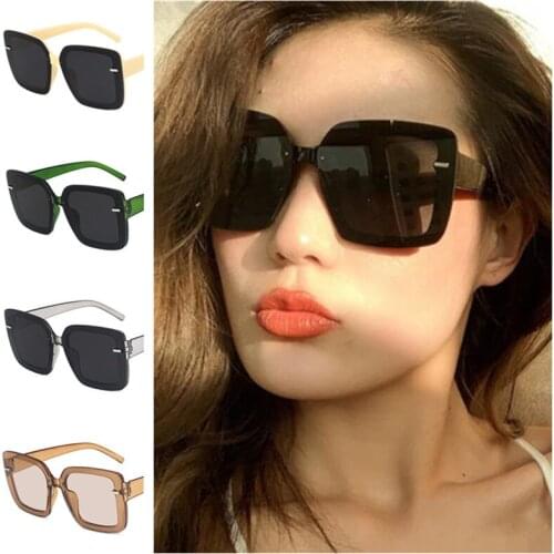 NEW Women Sunglasses Square Sun Glasses Anti-UV Spectacles Oversize Frame Eyeglasses Rice Nials Eyewear Ornamenta A
