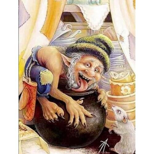 Full Square/Round 5D DIY Diamond Painting Cartoon Witch Pictures 3D Embroidery Mosaic Cross Stich Kits Art Stickers Decor DF527