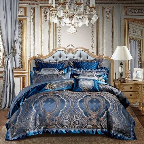 American Style Luxury Bedding Set Jacquard Long Staple Cotton Embroidery Duvit Cover Sheet Pillowcase King Queen 4/6/8/10 PCS