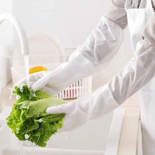 Silicone Dishwashing Gloves Kitchen Household Durable Waterproof Nitrile Clothes Thickened Housework Rubber Kitchen Cleaning Pa