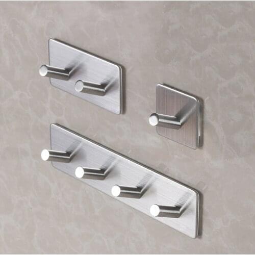 Strong Suction 3M Glue Adhesive Wall Door Hooks Stainless Steel Clothes Bags Hanger Bathroom Kitchen Accessories Storage Hook