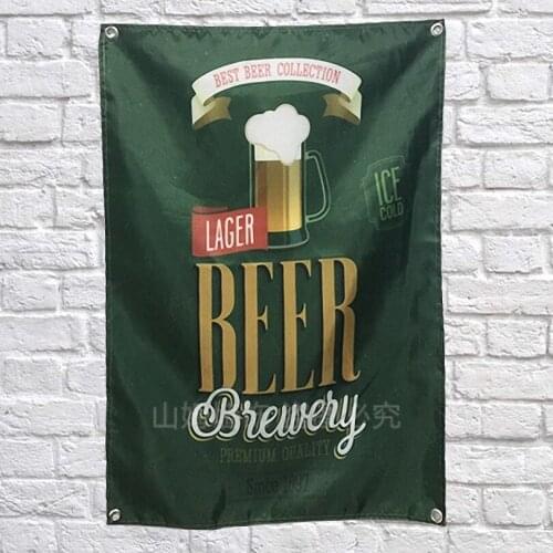 LAGER BEER Banners Hanging Flag Wall Sticker restaurant Cafe beer workshop Restaurant locomotive club Live background decoration