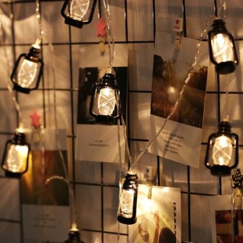 10 LED Lantern String Lights Mini Kerosene Lamp for Indoor Outdoor Patio Garden Holiday Home Ramadan Wedding Party Christmas