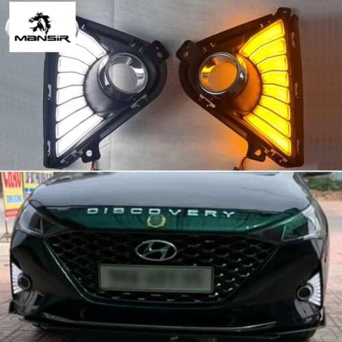 LED Daytime Running Light For Hyundai Solaris Accent 2021 2022 Daylights Car DRL Dynamic Turn Signal headlights Auto Foglamps