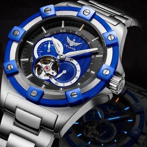 YELANG V1024 New Arrival T100 Tritium Luminous 100m Waterproof Hollow Out Dial Automatic Mechanical Wrist Watch