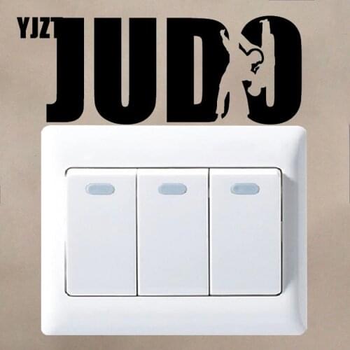 YJZT Judo Sports Wrestling Fighters Logo Signboard Vinyl Wall Switch Stickers Black 8SS2206