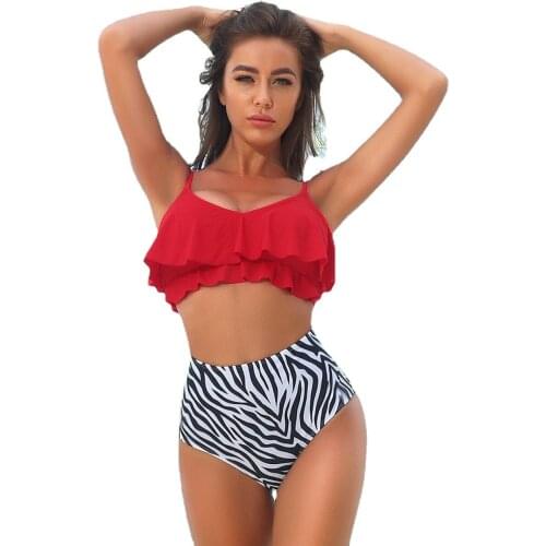 2021Women Swimsuit Ladies Sexy Fashion Leopard Color Matching Tie-dye Bandeau Bandage Bikini Set Push-Up Swimwear Beachwear