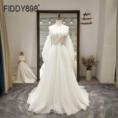 Fairy 2 In 1 Sleeves Wedding Dress Boho Elegant A Line Princess Bride Dress Robe De Mariee Wedding Dresses for Women 2021