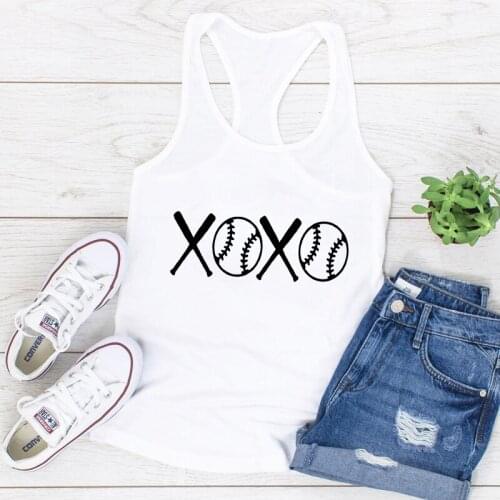 Vest Baseball And Bat XOXO Tank Funny Baseball Mom Gift Top Casual Women Raceback Game Day Tanks