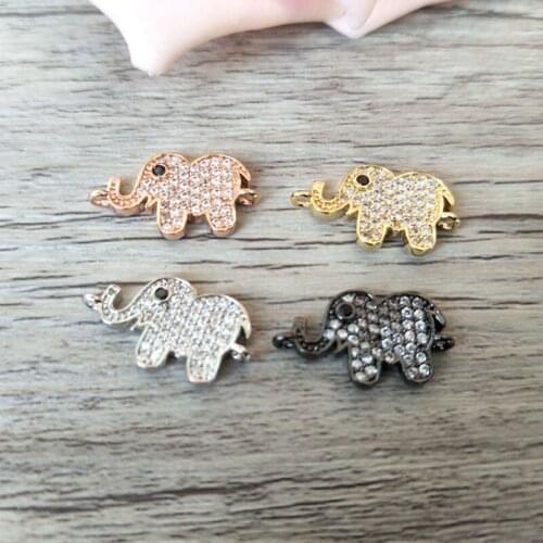 10 Pcs Micro Pave CZ zircon elephant charm Pendant connector For Jewelry Making Findings DIY necklace bracelet making PD731