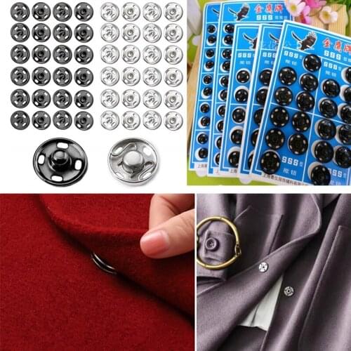50pcs 10/12/15/17/19mm Black silvery Small Metal Snap Fasteners Press Button Stud Sewing Clothing Accessories Embedded Buckle