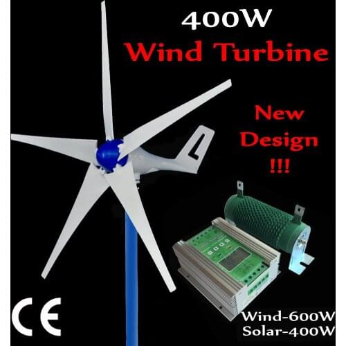 5 Blade wind turbine generator 400W enough power output Max 600w 12V 24V 600W Wind Generator +400W solar Controller