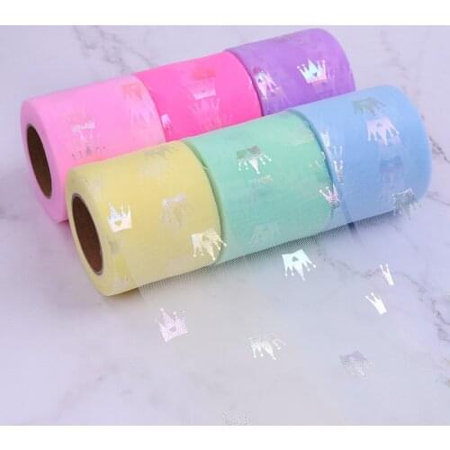 6cm 25Yards Illusory Color Tulle Mesh Roll Baking Cake Topper Tutu Pom Bow Soft Squine Organza DIY Wedding Birthday Decoration