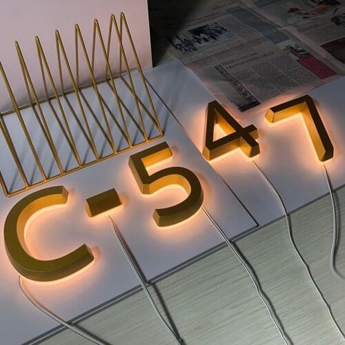 Acrylic Mini House Numbers lights 0/9 A/B/C 3D Customs Outdoor Plates Stainless Steel Letter Sign Address Number for Apartment