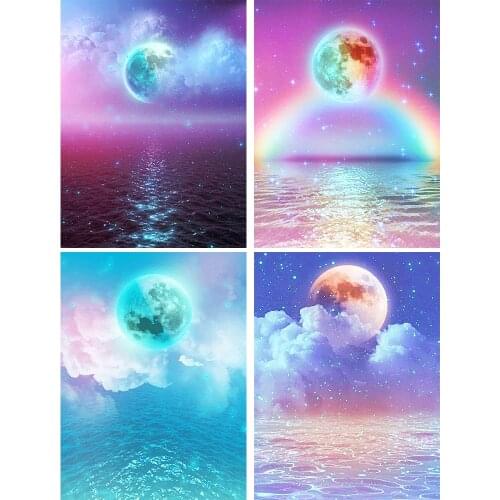 DIY diamond painting beautiful rainbow moon landscape 5D rhinestone diamond embroidery cross stitch mosaic home decoration gift