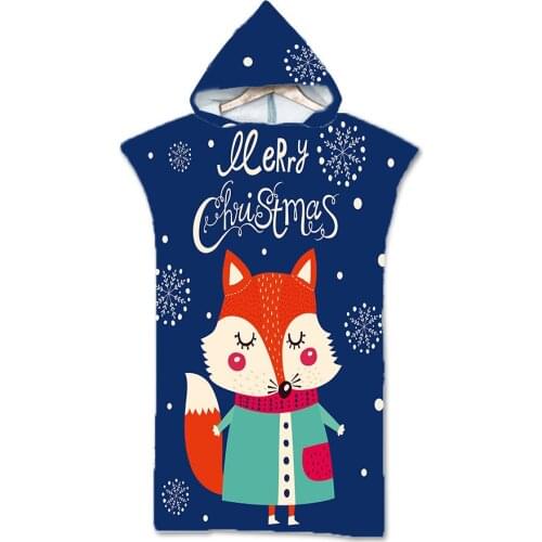 Cute Cartoon Printed Microfiber Bath Beach Towel with Hood Robe Poncho for Swimming Beach Surf Bathrobe Beachwear