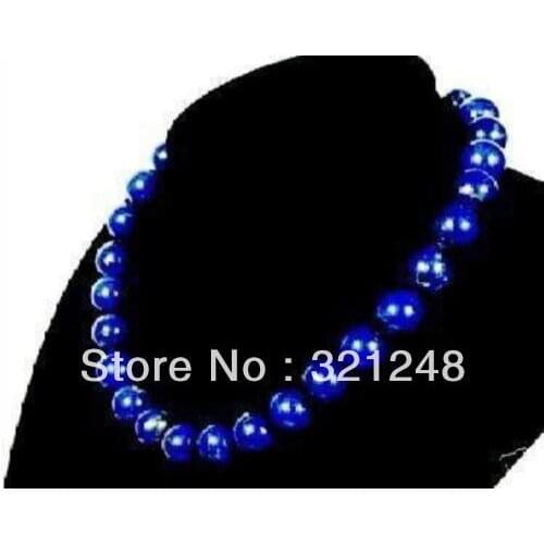 Free shopping new 2014 DIY 12mm Lapis Lazuli Necklace 18" GE4506
