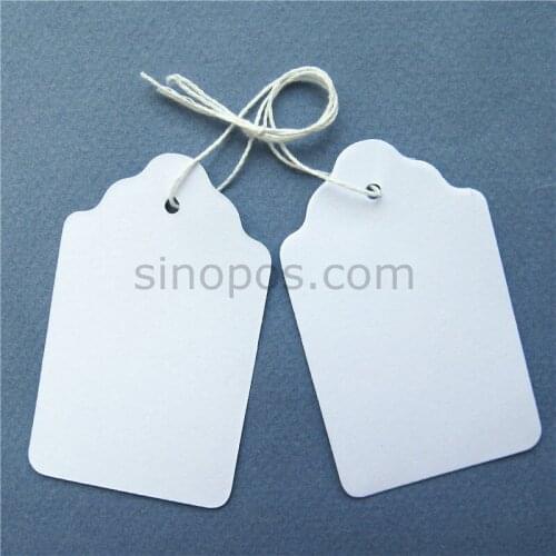 45x73mm big Strung Blank Merchandise Tags in Paper, Garment Price Tags, Packaging hangtag Label, Gift hang tag scalloped edge