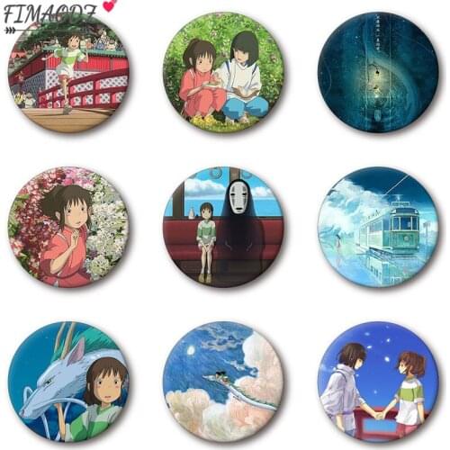 FIMAODZ Newest Spirited Away Anime Brooch Badge White Dragon No Face Man Cartoon 4.4cm Lapel Pins Kids Gift Accessories