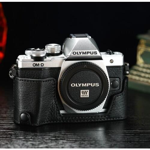 Handmade Genuine Leather EM10 III Camera Bag Half Camera Case Cover For Olympus OMD EM10 III EM10 Mark III