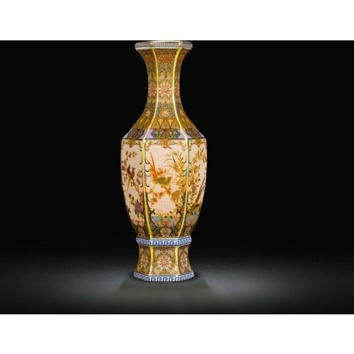 Jingdezhen Ceramics Antique Yongzheng Enamel Vase Living Room Home Decoration Wine Cabinet Bogu Frame Handicraft Ornaments