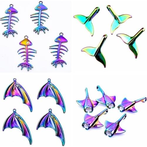 DIY Fish Tail Pendant Necklace Charms For Jewelry Making Steampunk Accessories Pendants Supplies Handmade Components Wholesale