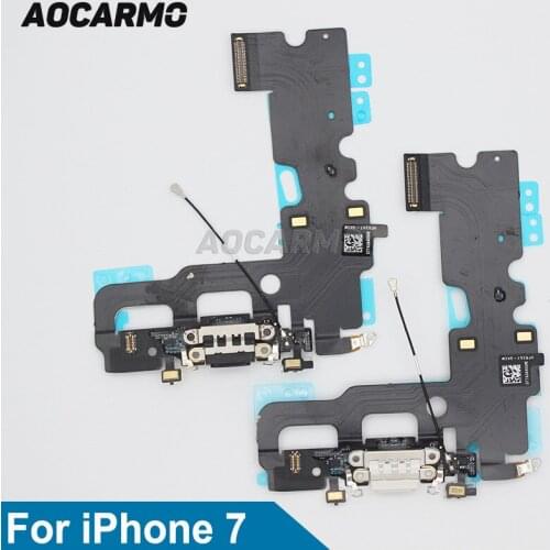 Aocarmo White/Black Charging Dock Port Microphone Connector Flex Cable Ribbon For iPhone 7