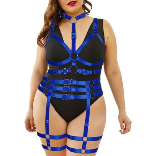 Gothic Bondage Costumes Plump Garter Belts Exotic Womens Underwear Sexy Lingerie Necklace Hanging Goth Chest Harness Plus Size