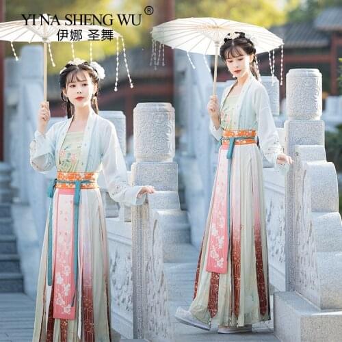 Chinese Cosplay Traditional Folk Dance Costume Women Ancient Hanfu Dress Oriental Style Tang Dynasty Dance Stage Clothing Fairy