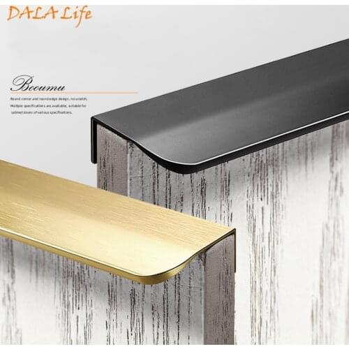 Brass Furniture Hidde Handles Long Concealed Pulls Wardrobe Dresser Cupboard Cabinet Drawer Shoe Box Wine Bar Knobs