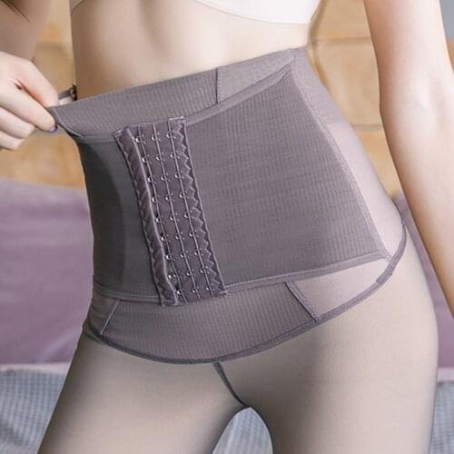 NORMOV High Waist Through Skin Leggings Women Slim Elastic Patchwork Breasted Legings Female Winter Plus Velvet Abdomen Legging