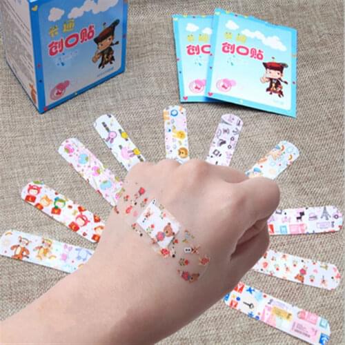100PCS Waterproof Breathable Cute Cartoon Band Aid Hemostasis Adhesive Bandages First Aid Emergency Kit for Kids Children