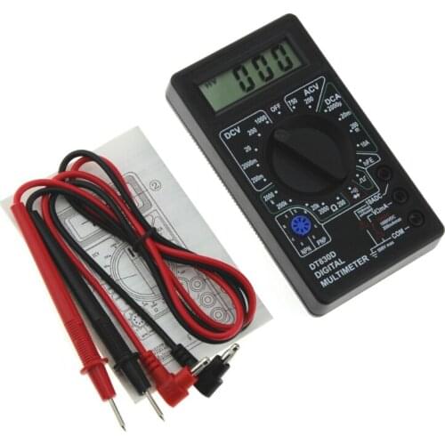 Mini Digital LCD Multimeter with Buzzer Voltage Ampere Meter Test Probe DC AC Digital Multimeter DT-830D Battery-free Tools