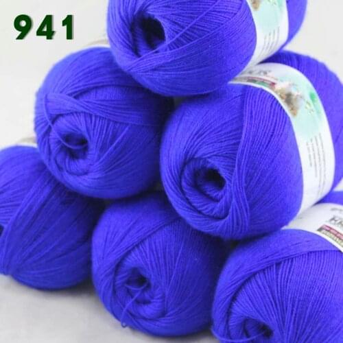 Lot of 6 Skeins Fine Lace Soft Wool Acrylic Cashmere Yarn Knittin Bramble Berry Royal blue 238-941-6