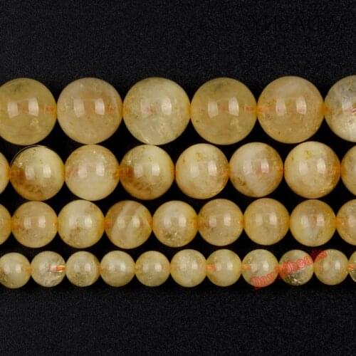 Natural Citrines Round Stone Loose Beads Yellow Quartz Crystals For Jewelry Making DIY Bracelet Necklace
