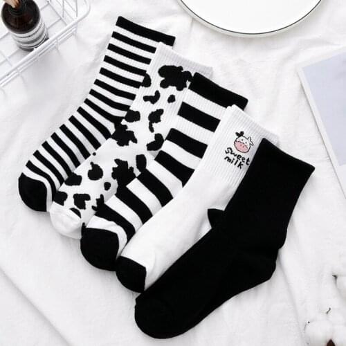Female Cute Sock Ladies Stripe Pattern School Girls Korean Style Casual Socks Cotton Loose Striped Crew Socks Colorful Women Sox