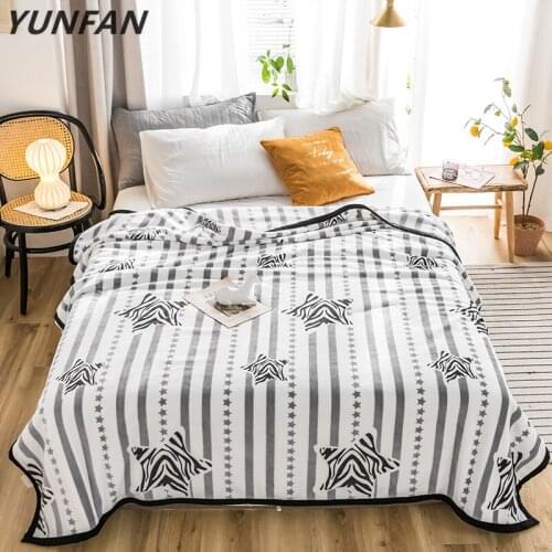 White black blankets stripe quilts twin full queen king adult blankets soft Throw Flannel blanket on Bed/car/sofa star rugs