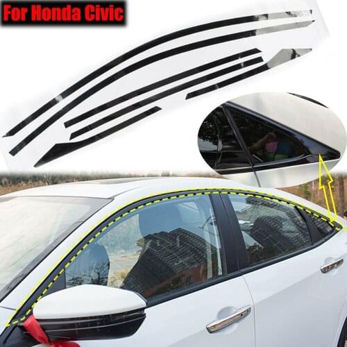 Right Car Sticker Side Window Trims Upper Vinyl 6pcs For Honda Civic 10th Gen 2016-2019 4dr Sedan Car Decoration