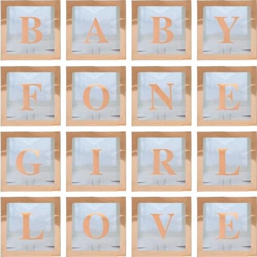 Alphabet Name Transparent Packing Box Wedding Balloon Box Baby Shower Boy Girl 1st Birthday Party Decor Kids Latex Balloon Gift