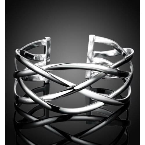 Most popular Silver Furcal Thread Open Cuff Bangle For Women Male Party Engagement Bracelet Manchette Charm Jewelry Accessory