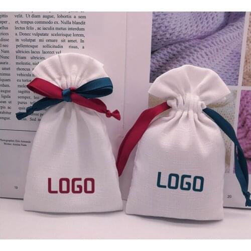 Slub linen Gift Bags 8x10cm(3"x4") 9x12cm 10x15cm(4"x6") 13x17cm Eyelashes Makeup Sack Jewelry Drawstring Pouches