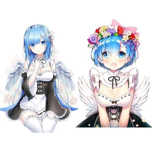 Three Ratels CA99 RE:ZERO Lovely Angel suit Rem Anime Car Sticker For Peugeot 206 308 Vinyl PVC Decal For Wall Laptop Waredrobe