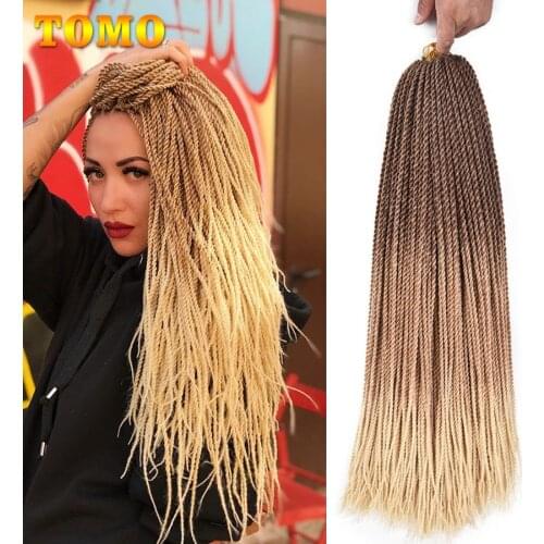 TOMO Ombre Senegalese Twist Braids Hair Extensions 24Inch High Temperature Synthetic Crochet Braiding Hair Three Tone Pink Color