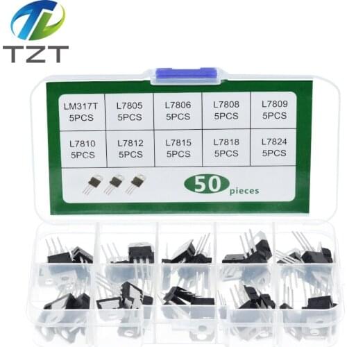 TZT LM317T L7805 L7806 L7808 L7809 L7810 L7812 L7815 L7818 L7824 Transistor Assortment Kit 10value 50pcs Voltage Regulator Box