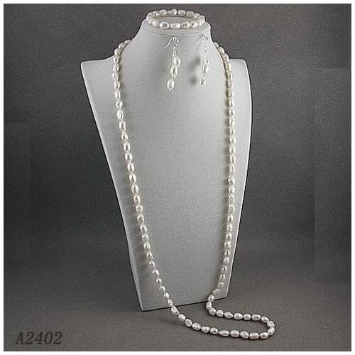 Unique Pearls jewellery Store Perfect Ladys Gift Wedding Birthday Jewelry Set 100% Real White Pearl Necklace Bracelet Earrings