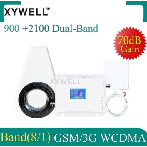 XYWELL 3G Cellular Signal booster GSM repeater 900 3G UMTS 2100 Dual Band Cellphone Amplifier 2g 3g 900/2100Mhz Amplifier