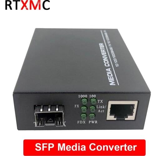 SFP Fiber Media Converter to RJ45 Gigabit Media Converter SFP 10/100/1000M Ethernet Converter Transceiver fiber optical switch