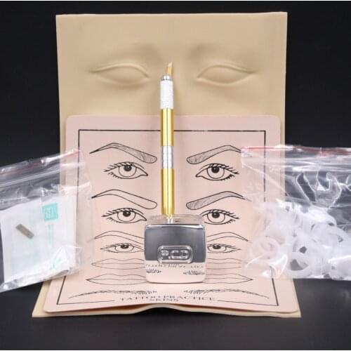 High quality Microblading Pen KITS Manual pen eyebrow paste kits with 10pcs needle blade 2pcs practice skin For Learner use