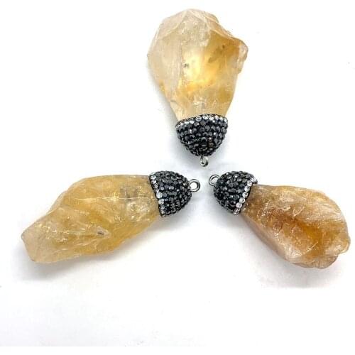 High Quality Natural Stone Light Yellow Crystal Necklace Pendant Charm Bracelet Earrings Creative Jewelry Accessories Wholesale