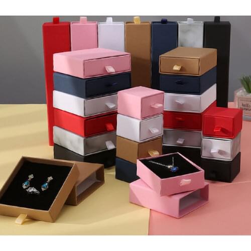 Drawer Jewelry Box Cardboard Jewelry Suit Box Necklace Pendant Packing Box Jewelry Organizer Storage Gift Box